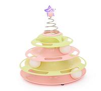 Cat Ball Toy Roller, 3 Level Balls, Easy to Clean, Ideal for Beating, Interactive Rotary Shift Track Swatting (Type 4)