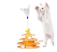 Cat Ball Toy - Self-Happiness Pet Turntable with Teaser,Kitten Roller Toy Ball Track for Hunting Chasing Exercising Play