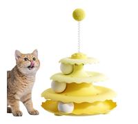 Cat Ball Track - 3 Level Roller Tower, Interactive Feline Toy, Triple Tier Swivel Game, Indoor Pet Exercise Gear, Home Activity Center, Orange Synthetic Frame For Living Room Apartment Corner