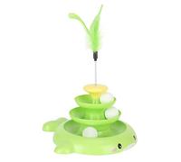 Cat Ball Track, Cat Ball Tower 3 Level Detachable Pet Track Interactive Toy with Teasing Feather and Puzzle Toy Physical Exercise Puzzle Kitten for (Green)