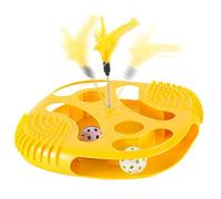 Cat Ball Track, Cat Roll Toy, Cat Activity Game, Hollow Out Play Tray for Cats, Interactive Sensory Cat Toy with Teasing Feather to Relieve Boredom