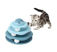 Cat Ball Track Toy,Cat Toys Interactive for Indoor Cats Kitten Toy Fun Roller 4 Level Cat Teaser Ball Toys with 4 Colorful Balls Kitten Puzzle Toys for Boredom (Blue)