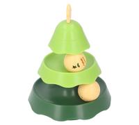Cat Ball Track Toys, Christmas Tree Shaped Turntable Kitten Ball Tower Reduce Boredom Durable 3 Layer Fun for Home (Green)
