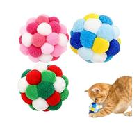 Cat Balls,3-piece Interactive Playing Chewing Toys | Soft Fuzzy Balls Built-in Bell for Cats - for Training Stimulation Indoor Outdoor Small Animal Kitten Dog Puppy