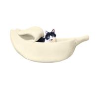 Cat Banana Bed - Warm Winter Pet Bed - Yellow Sleeping Nest with Half-Open Lid for Rabbits, Ferrets, Chinchillas and Hamsters