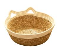 Cat Basket, 15.7x5.5 Inch Cat Basket Bed with Handle, Scratch-Resistant Cattail and Cotton Sleeping Nest for Summer Wicker Bed Nest