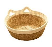 Cat Basket, 15.7x5.5 Inch Cat Basket Bed with Handle, Scratch-Resistant Cattail and Cotton Sleeping Nest for Summer Nest Wicker Bed Rattan