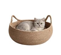 Cat Basket Bed - 35X35X13cm Breathable Woven Rattan Nest | Kitten Bed | For Play Exercise Enrichment Activity Boredom Indoor Cage Floor Furniture Safety