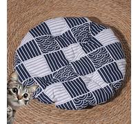 Cat Basket Bed, Cat Handwoven Basket, Cotton Rope Cats Bed Basket with Scratching Ball Toy, Round Cat Beds, Cats Ear Design, Breathable & Easy to Clean,All Season Universal (Cotton pad-B, L-17.7in)