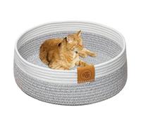 Cat Basket Bed - Cotton Rope Nest Woven Pet Sleeping Basket Comfortable Soft Mat For Kittens Puppies Durable Cotton Design Pet Resting Spot Scratch-Resistant Indoor Home Use Lightweight Portable