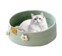 Cat Basket Bed - Large Woven Pet Nest with Scratching Pad | Cozy Furniture for Medium to Large Cats, Ideal for Living Room, Offices, Bedroom, Desk, Couch, 15.75x15.75x5.91 Inches