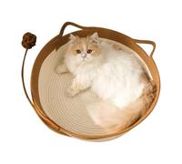 Cat Basket Bed - Woven Storage Organizer, Cushioned Nest with Cute Ears and Breathable Design, Furniture Protection Mat, Kitten Cat Small Pet Accessory, Home Nursery Room Comfort for Pets