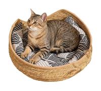 Cat Basket Bed - Woven Washable Cat Mat for All Season Comfort, Pet Bed with Soft Cushion Texture, Indoor Outdoor for Room Couch Desk Chair, Ideal for Travel, Winter, Home Setup