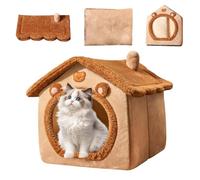 Cat Basket Cave - Plush, Winter House for Pets, Insulated Comfort Space | Curl-Supporting Port Enclosed Pet Nest for Cat Small Animals Dog Bunny Indoor Living Room Lettuce