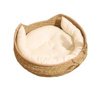 Cat Basket, CottonV Rope Round Bed for Cat Sleep with Pillow, All Season Weaving Pet Sleeping Resting Scratching Furniture for Puppy Dog Kitten