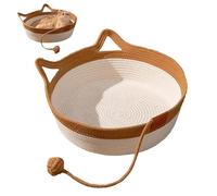 Cat Basket - Cute Ear Hand Woven Dog Basket Bed Scratch Resistant | Washable Cotton Rope Pet Bed Nest, Breathable Cat's Nest Sleep Basket for Indoor Cats