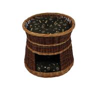 Cat Basket for Sleeping - Indoor Cat House - Diameter: 50 cm Round - Willow Cat Cave - Two-storey Dog - or Cat Bed - Basket Colour Painted Willow (with Cushion Dark Brown)