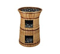 Cat Basket for Sleeping - Indoor Cat House - Size: 50 cm Round - Willow Cat Cave - Three-tier Bed for Dogs or Cats - Natural Basket Colour - Cushion Dark Grey
