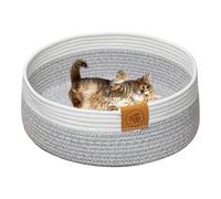 Cat Basket - Natural Cat Bed Wicker Pet Bed | Cat Sleeping Basket Handmade Cozy Stylish with Cushion Basket L