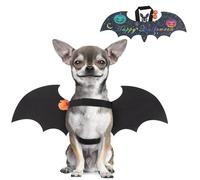 Cat Bat Wings Dog Halloween Costume, Funny Bat Wing for Cats with Pumpkin Bells Small Dog Bat Wing Pet Halloween Costume Cat Wings for Puppy Small Dogs, Pumpkin & Happy Halloween Print