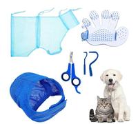 Cat Bath Bag, Shower Bag for Cats - Cat Shower Bag with Anti-Scratch Protection, 5 Pieces for Pet Care with Cleaning Food for Nail Clippers