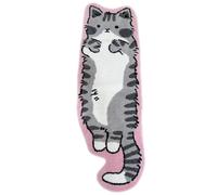 Cat Bath Mat and Bedside Rug, Non-Slip Cat Shaped Area Rugs, Absorbent Microfiber Floor Mat for Bathroom Kitchen Bedroom Entryway, Ultra Soft Machine Washable (40x120cm, Striped)
