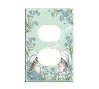Cat Bathroom Duplex Outlet Covers Wall Plate, Fanciful Nature Flower Leaf Spring Green Plastic Standard Size Double Power Outlet Cover Plate for Living Room Bedroom Home Office Decor