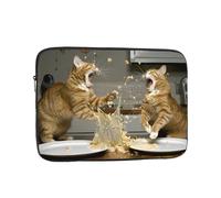 Cat Battle Patterned Laptop Sleeve 10 Inch Shockproof For Slim Protective Notebook Computer Bag Briefcase