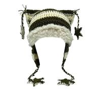 Cat Beanie Beanies Y2k Beanie Knit Hat Grunge Goth y2k Accessories Crochet Hats for Women, White Green, M