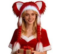 Cat Beanie - Soft Warm Winter Animal Hat, Adjustable Cute Ear Headband with Thermal Lining, Funny Cosplay Plush Headwear, Ideal for Outdoor Party Celebration Holiday Decor