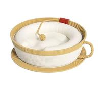 Cat Bed - 40 x 35 x 13 cm Coffee Cup Shape Basket Cushion Mat | Cotton Rope Woven Was Warm Pet Bed, Still Year-Round Comfort, Perfect for Desk Corners, Window Seats, Car Chairs, Sofas