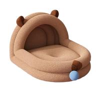 Cat Bed - 50 x 42 x 35 cm, Bite Resistant Pet Cave with Removable Plush Ball, Large Cat Cave | Open All Year Round Semi-Closed Cat Bed for Indoors, Living Room, Bedroom, Floor