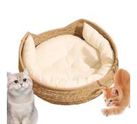 Cat Bed - All Season Woven Pet Cave | Handwoven Cat Nest With Pillow,Suitable for kittens indoors scratching and sleeping, living room, bedroom, on the bedside table