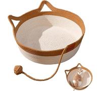 Cat Bed Basket Handmade Wicker Scratching Board House for Comfortable Pet, Scratch Mat Pad for All Season Use
