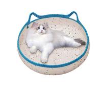 Cat Bed Basket, Kitten Bed Basket - Round Pet Bed Made of Cotton Rope, No Sticky Hair, Scratching Board for Kittens, Cotton Rope, Summer Cooling Nest, Cute Cat Ear Design