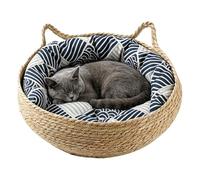 Cat Bed Breathable Washable Natural Nests Pet Bed with Washable Cushion for Home, Living Room, Bedroom, Sofa, Table, Next to the Sleeping Place, Indoor and