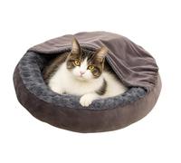 Cat Bed - Cat Bed with Hooded Blanket - Warm Donut Coved Round for Puppy Kitten Calming Animal Winter Outdoor Travel Small Pets