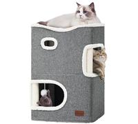 Cat Bed Cat House Cave & Tower Foldable Indoor 3 Layer with Clawsable Scratching post Board and Fluffy Ball, Eparate Into 2 Large Cats Cube Bed Cave with Hideaway Condos,Hold Up to 30LBS