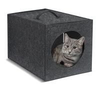 Cat Bed Cave - 13 Inches Large Cat House Hideouts for Indoor Cats, Felt Cat Bed with Pillow Inside, Cat Cube Box Bed, Cat Cubby Covered Cat Bed, Cat Hut
