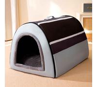 Cat Bed Cave, 2-In-1 Foldable Pet Bed, Semi-Enclosed Cat Bed House, Dog Bed with Nonskid Bottom, Removable Washable Cushion Pillow for Small To Large Dogs,Gray,L