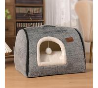 cat Bed cave-cat beds for Indoor Cats,Soft and Comfortable Cute cat Bed，cat House,with Removable Washable Cushioned Pillow,Enclosed Pet Bed,Kitty cat hut、Hideaway,Small Large Dog Tent (Dark Grey)