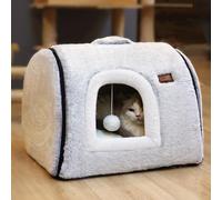 cat Bed cave-cat beds for Indoor Cats,Soft and Comfortable,Cute cat House,with Removable Washable Cushioned Pillow,Enclosed cat Bed,Kitty pet hut、Hideaway,Small Dog Tent,Grey