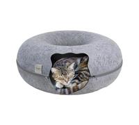 Cat Bed Cave - Cat Tunnel Bed | Cat Donut Bed | Cozy Cat Cave | Felt Cat Tunnel with Donut Cave for Cats | Large Washable Cat Bed Cave