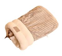 Cat Bed Cave - Fleece Warm Covered Cat Bed Indoor for Cold Weather - Self Warming Fluffy Cat Tunnel Hideout Calming Cushion Bed for Small Medium Large Cats Sleeping Playing (Grey,Medium)