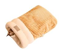 Cat Bed Cave - Fleece Warm Covered Cat Bed Indoor for Cold Weather - Self Warming Fluffy Cat Tunnel Hideout Calming Cushion Bed for Small Medium Large Cats Sleeping Playing (Brown,Medium)