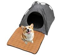 Cat Bed Cave - Foldable Teepee Pet House with Rattan Mat