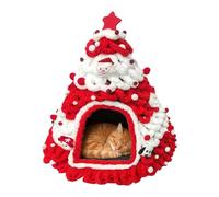 Cat Bed Cave Knitted Soft Christmas Tree Design Shelter, Christmas Designed Covered Cat Beds - For Kittens and Small Pets for Indoor and Outdoor Use In The House In Winter To Sleep