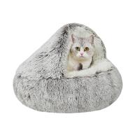 Cat Bed Cave, Semi Enclosed Cat Igloo Cave Bed for Indoor Kittens, Kitten Tent House, Portable Pet House with Non-Slip Bottom, Warm Shelter for Pets (65x65x20cm,Coffee)
