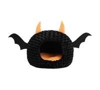 Cat Bed Cave- Warm Gothic Cat Hut for Indoor Cats, Funny Calming Kitten House with Ultra Soft Cushion, Cozy Halloween Cat Bed Christmas Pet Nest(black)