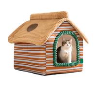 Cat Bed Cave - Winter House Warm with Top View Window for Rest | Enclosed Pet Shelter with Soft Cushion, Breathable Fabric for Kitten Puppy Bedroom and Apartment Decor, 15.75x12.6x12.6 inches